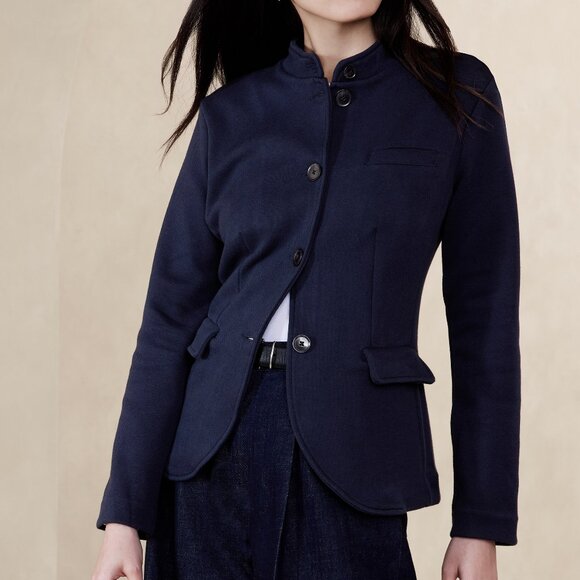 Banana Republic Factory Jackets & Blazers - NEW Banana Republic Factory Navy Blue Knit Pique Blazer